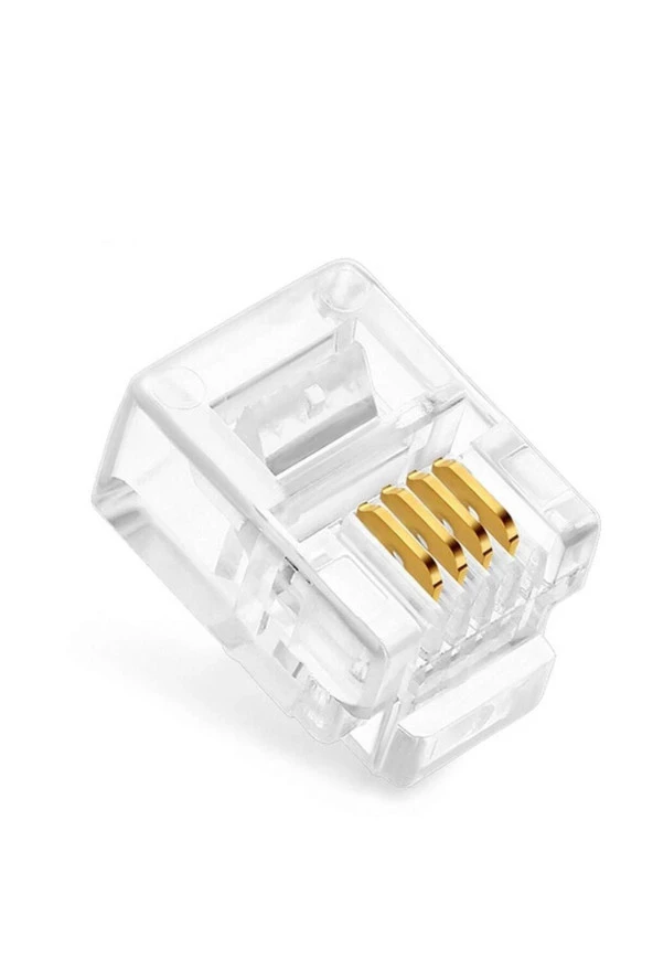 100 Adet Rj 11 4pin Jak 6p4c Telefon Kablosu Için Konnektör 100 Lü 4 Pinli Plug Rj11 Uç ürün görseli 1