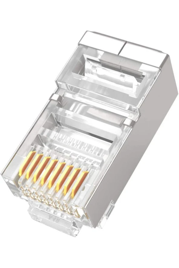 100 Adet Metal Rj45 Jak Konnektör Cat5 Cat6 8p8c Uç 8 Pinli Rj 45 Plug Ethernet Jakı Metal Korumalı ürün görseli 1