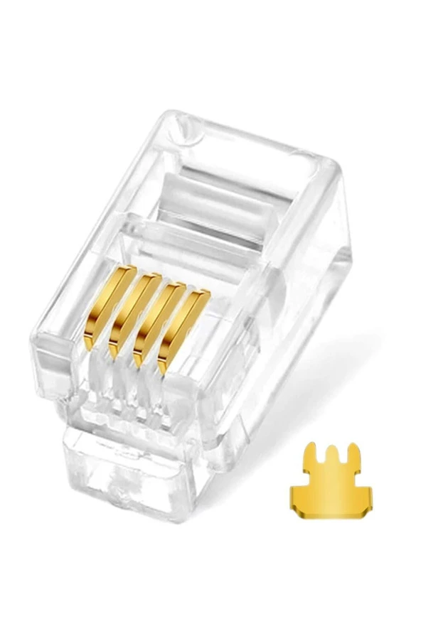 100 Adet Rj9/rj10/rj22 Telefon Ahize Kablosu Için 4p4c Konnektör 4pin Jak 4 Pinli Plug Rj11 ürün görseli 1