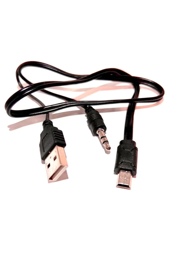 Mini Usb 5 Pin + 3.5mm Aux Kablosu, Aux Ve Şarj 2 In 1 Kablo Taşınabilir Bluetooth Hoparlör Kablosu ürün görseli 1