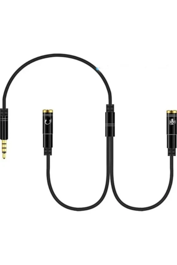 Kulaklık Mikrofon Birleştirici Kablo 3.5 Mm Erkek To 2 X 3.5 Mm Stereo ürün görseli 1