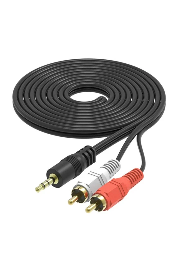 3 mt Stereo Lale Kablo Ses Sistemi Kablosu Aux Rca 3m Stereo 2 Rca Erkek Kablo 3.5 mm ürün görseli 1