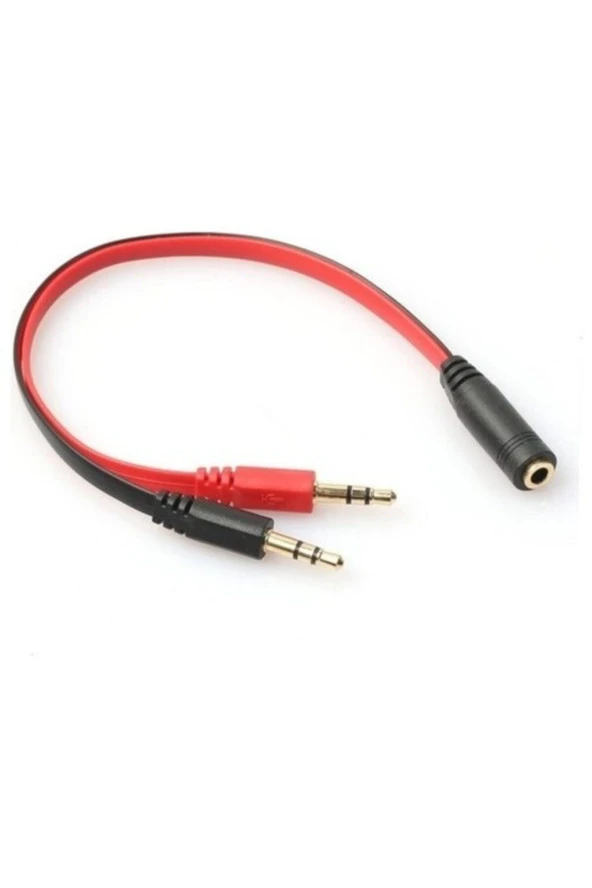 Kulaklık Mikrofon Ayırıcı Y Kablo 3.5 Mm Dişi To 2 X 3.5 Mm Erkek Aparat Headphone ürün görseli 1