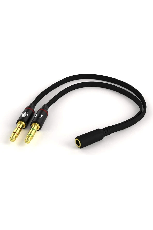 3.5mm Kulaklık Mikrofon Ayırıcı Kablo Aparat 3.5mm Dişi 2x3.5mm Erkek Kulaklık Mic Audio Y Splitter ürün görseli 1