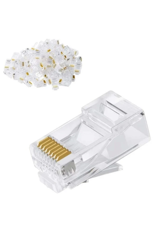 Rj45 Cat6 Konnektör 100 Adet 8p8c Ethernet Jakı Rj45 Cat6 Konnektör Ethernet Kablo Sıkma Uç Rj45 Fiş ürün görseli 1