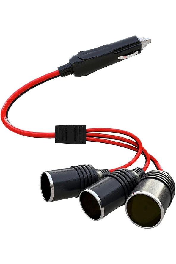 Araç Çakmaklık Çoklayıcı Splitter 1 Erkek 3 Dişi Çakmak Uzatma 12v-24v ürün görseli 1
