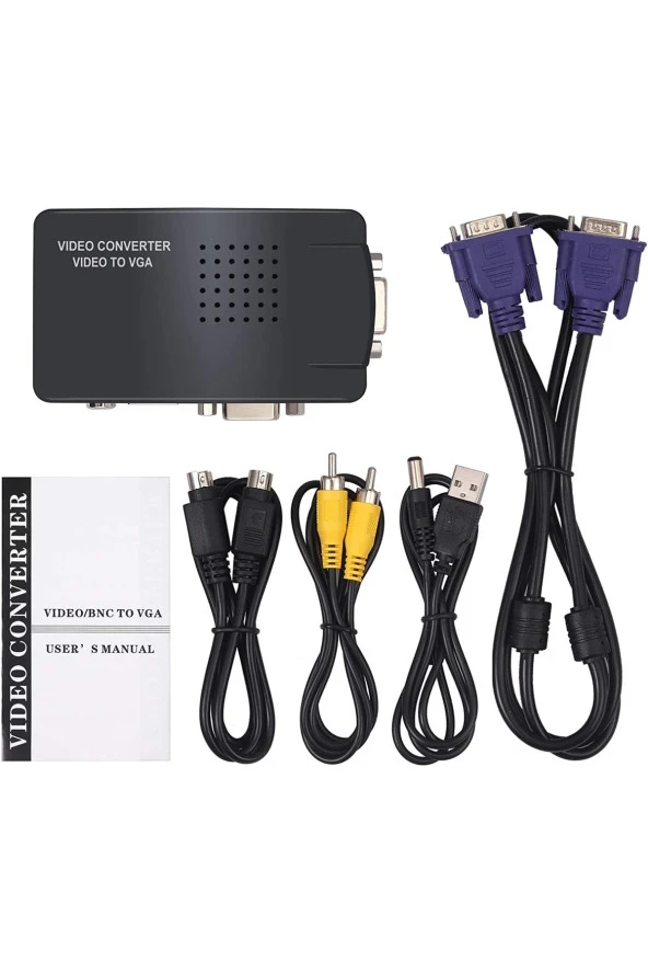 Video To Vga Converter Rca Kompozit Av S-video - Vga Dönüştürücü Video In Vga Out ürün görseli 1
