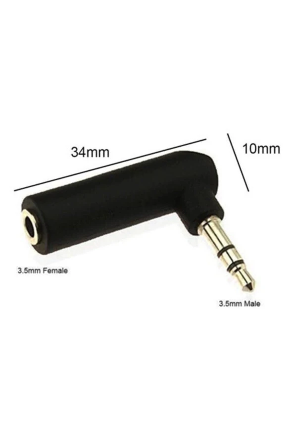 3.5 Mm Dişi - Erkek Stereo 90 Derece Sağ Açılı Çevirici Jak 3.5mm L Aparat ürün görseli 1