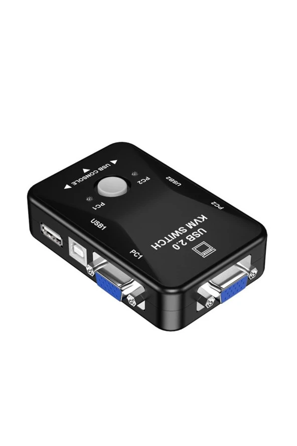 2 Port Usb Kvm Switch 2 In 1 Out Usb 2.0 Kvm Fare Klavye Switcher Vga Splitter ürün görseli 1