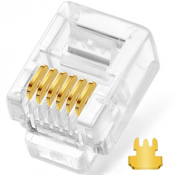 100 Adet 6 Pinli Rj11/rj12 Telefon Kablosu Için 6p6c Konnektör 6pin Jak Plug Rj12 ürün görseli 1