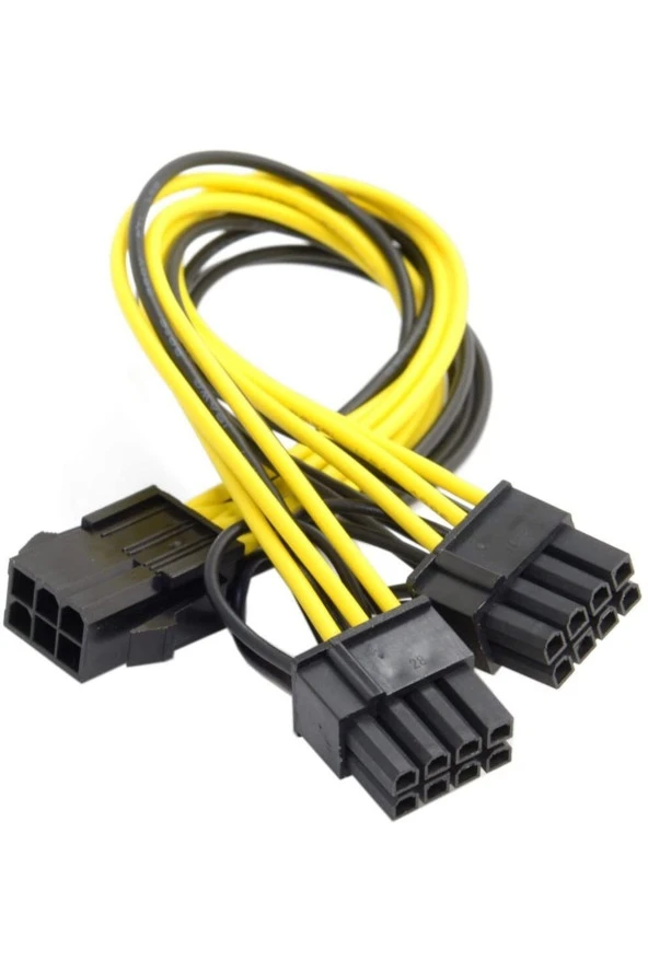 6 Pin 8 Pin Y Kablo 6 Pin Dişi - Çift 8 Pinli (6+2) Erkek Pcıe 6p - 2x 6+2p Ekran Kartı Psu Kablosu ürün görseli 1