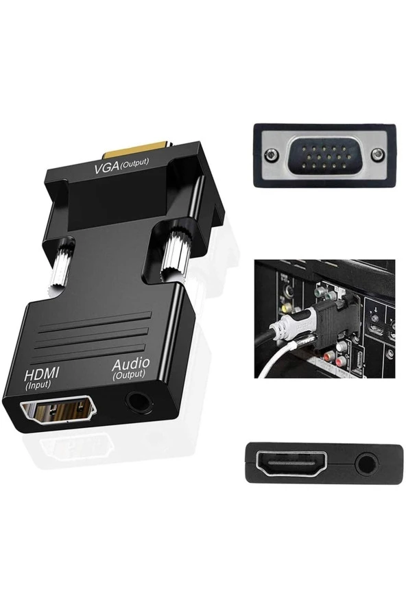 Hdmı To Vga Hdmı Dişi (in) To Vga Erkek (out) Hdmi Vga Dönüştürücü Hdmi Giriş Vga Çıkış + Ses ürün görseli 1