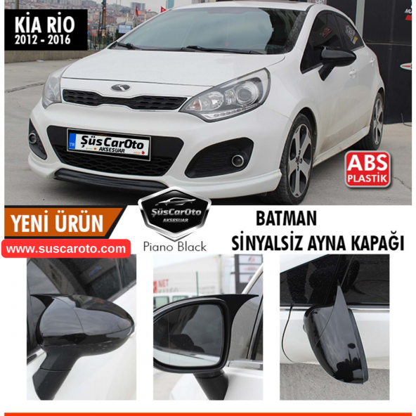 Kia Rio Sinyalsiz 2012-2016 Uyumlu Batman Yarasa Ayna Kapağı Piano Black ABS Plastik ürün görseli 1