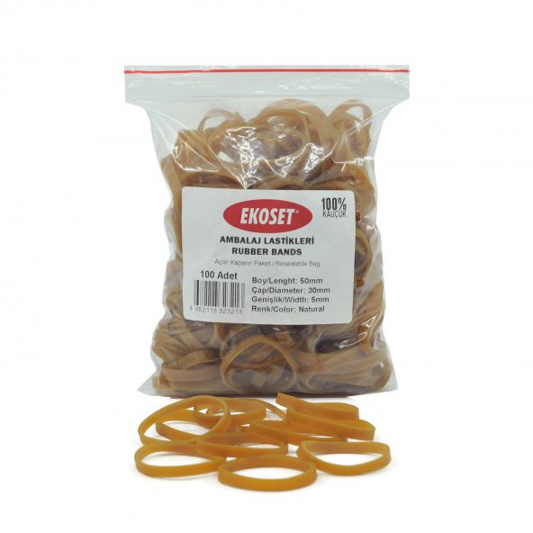 Ekoset 50x5mm Geniş Kauçuk Paket Ambalaj Lastiği 100 Adet ürün görseli 1