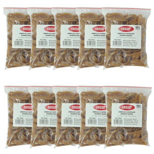 Ekoset 50x5mm Geniş Kauçuk Paket Ambalaj Lastiği 1.000 Adet ürün görseli 1