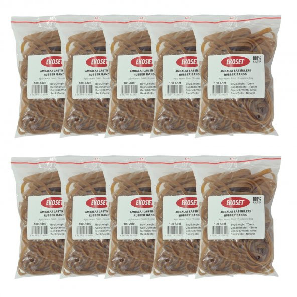 Ekoset 70x5mm Geniş Kauçuk Paket Ambalaj Kasa Lastiği 1.000 Adet ürün görseli 1