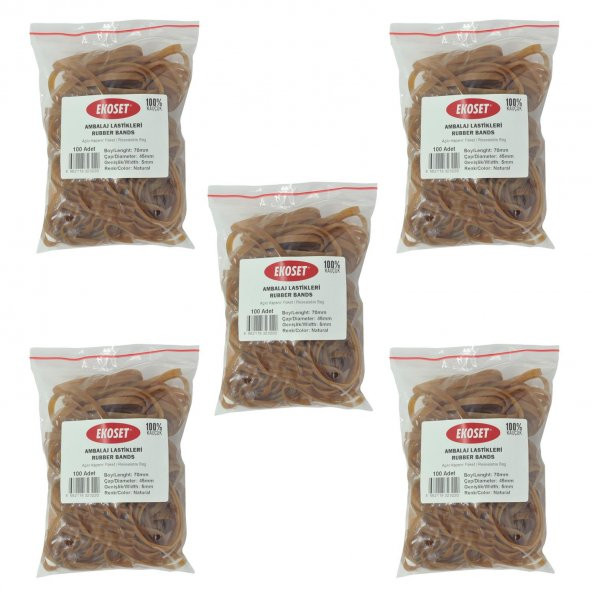 Ekoset 70x5mm Geniş Kauçuk Paket Ambalaj Para Lastiği 500 Adet ürün görseli 1