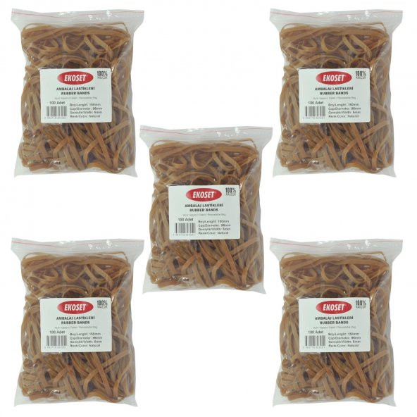 Ekoset 150x5mm Geniş Kauçuk Paket Ambalaj Kasa Lastiği 500 Adet ürün görseli 1