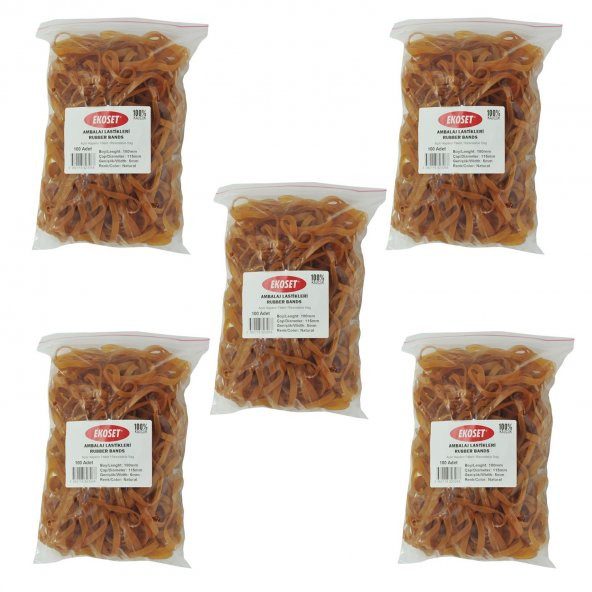 Ekoset 180x5mm Geniş Kauçuk Paket Ambalaj Kasa Lastiği 500 Adet ürün görseli 1