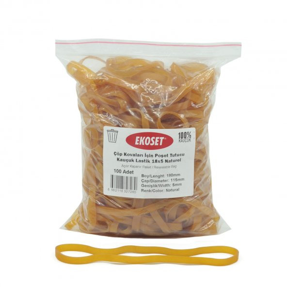 Ekoset Çöp Kovaları İçin Poşet Tutucu Kauçuk Lastik 18x5 Naturel ürün görseli 1