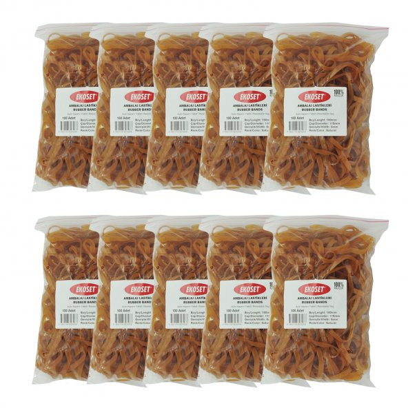 Ekoset 180x5mm Geniş Kauçuk Paket Ambalaj Kasa Lastiği 1.000 Adet ürün görseli 1