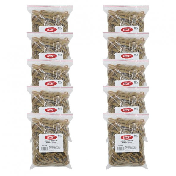 Ekoset 180x6mm Geniş Kauçuk Paket Ambalaj Kasa Lastiği 1.000 Adet ürün görseli 1