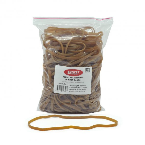 Ekoset 220x5mm Geniş Kauçuk Paket Ambalaj Kasa Lastiği 100 Adet ürün görseli 1