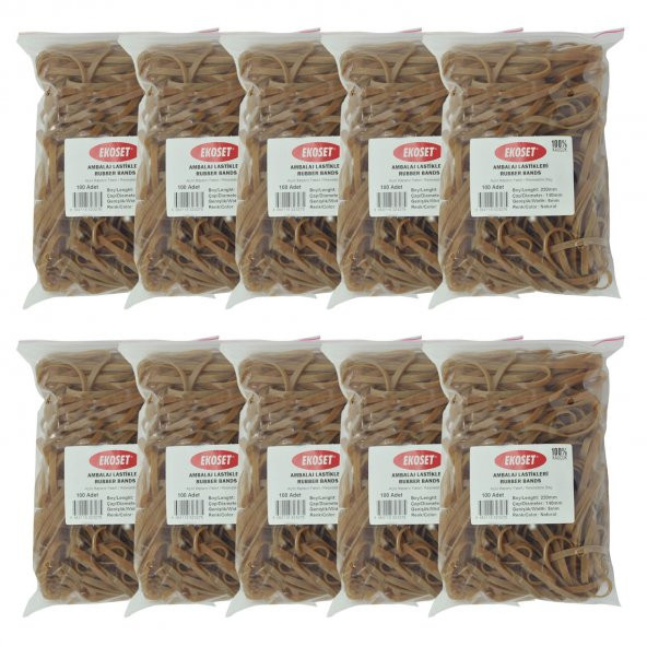Ekoset 220x5mm Geniş Kauçuk Paket Ambalaj Kasa Lastiği 1.000 Adet ürün görseli 1