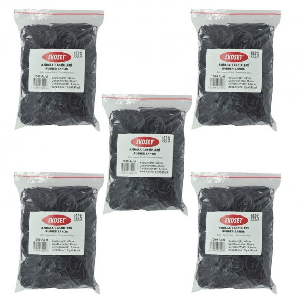 Ekoset Siyah Paket Ambalaj Para Lastiği 40mm 5.000 Adet ürün görseli 1