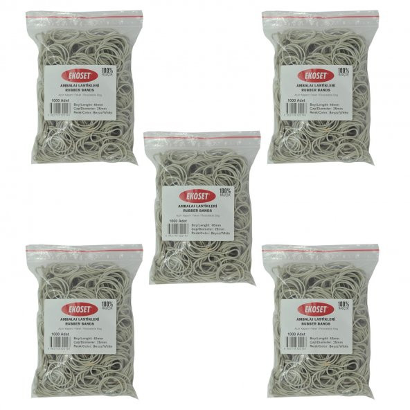 Ekoset 40mm Beyaz Kauçuk Paket Ambalaj Lastiği 5.000 Adet ürün görseli 1
