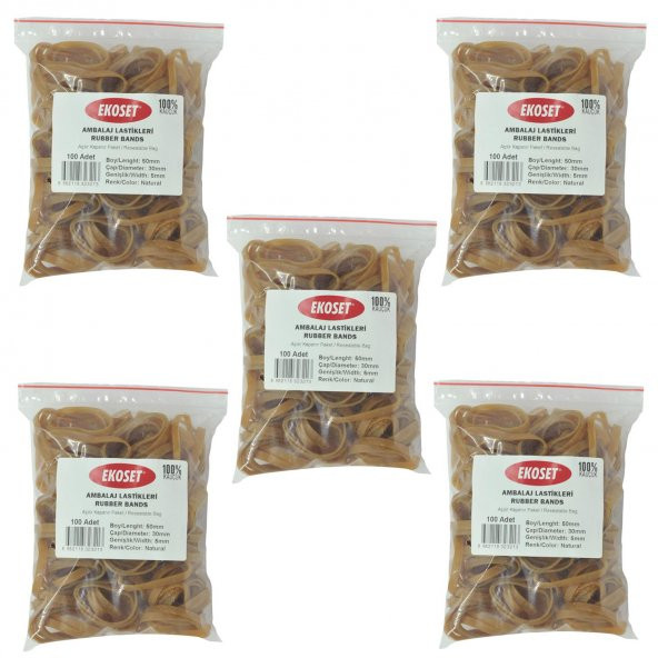 Ekoset 50x5mm Geniş Kauçuk Paket Ambalaj Lastiği 500 Adet ürün görseli 1