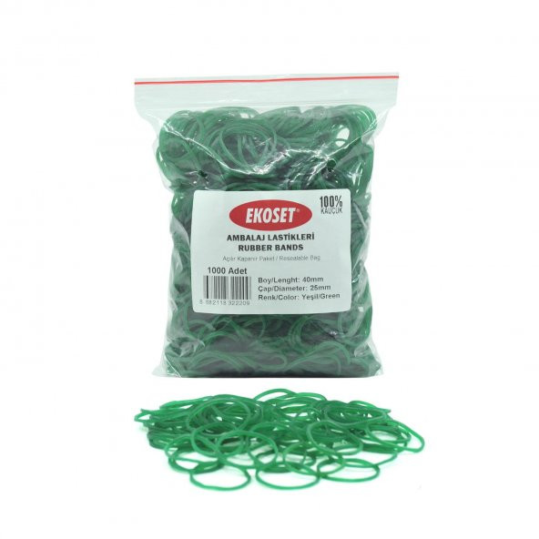 Ekoset Yeşil Paket Ambalaj Toka para lastiği 1000 Adet 40mm ürün görseli 1