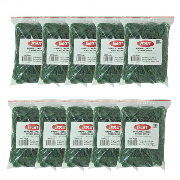 Ekoset Yeşil Paket Ambalaj Para Lastiği 40mm 10.000 Adet ürün görseli 1
