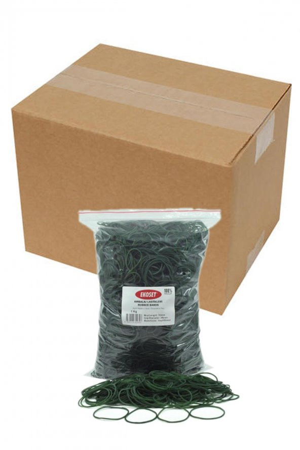 Ekoset 70mm Yeşil Renkli Kauçuk Paket Ambalaj Lastiği 12Kg Koli ürün görseli 1