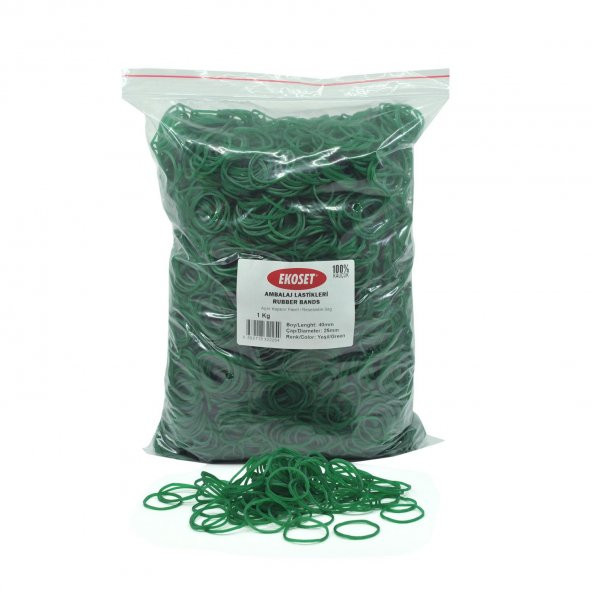 Ekoset Yeşil Paket Ambalaj Toka Para Lastiği 40mm 1Kg ürün görseli 1