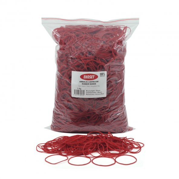 Ekoset Kırmızı Paket Ambalaj Para Lastiği 70mm 1Kg ürün görseli 1