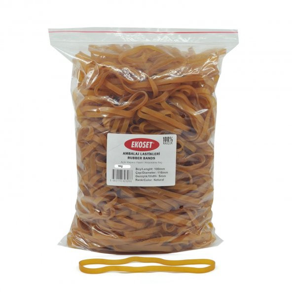 Ekoset Geniş Kauçuk Paket Ambalaj Kasa Lastiği 180x5mm 1Kg ürün görseli 1