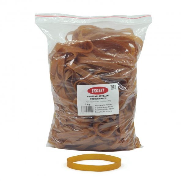 Ekoset 130x10mm Extra Geniş Kauçuk Paket Ambalaj Lastiği 1Kg ürün görseli 1