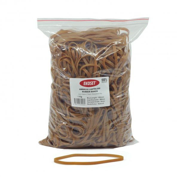Ekoset 150x5mm Geniş Kauçuk Paket Ambalaj Kasa Lastiği 1Kg ürün görseli 1