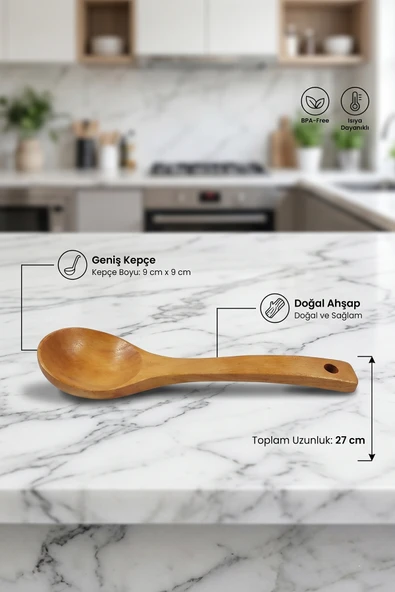 Ahşap Tahta Mutfak Kaşık Seti 5 Parça Kayın , Şimşir ve Bambu Ağacı ürün görseli 1