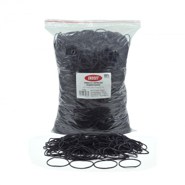 Ekoset Kauçuk Paket Ambalaj Para Lastiği 70mm Siyah 1Kg ürün görseli 1