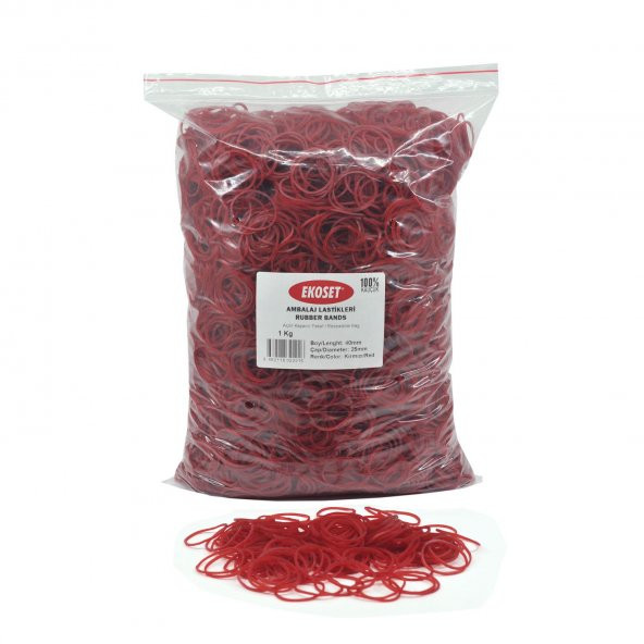 Ekoset Kauçuk Paket Ambalaj Toka Para Lastiği 40mm Kırmızı 1Kg ürün görseli 1