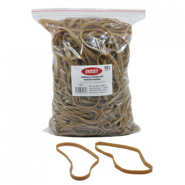 Ekoset 180x6mm Geniş Kauçuk Paket Ambalaj Kasa Lastiği 1Kg ürün görseli 1