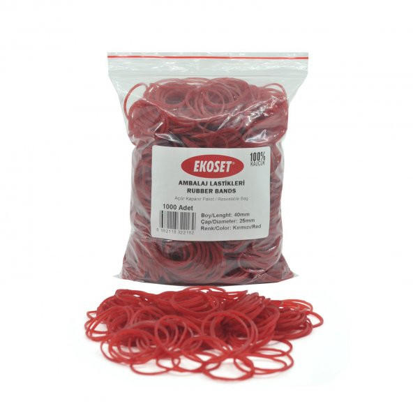 Ekoset Kırmızı Paket Ambalaj Toka para lastiği 1000 Adet 40mm ürün görseli 1