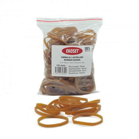 Ekoset 70x5mm Geniş Kauçuk Paket Ambalaj Kasa Lastiği 100 Adet ürün görseli 1