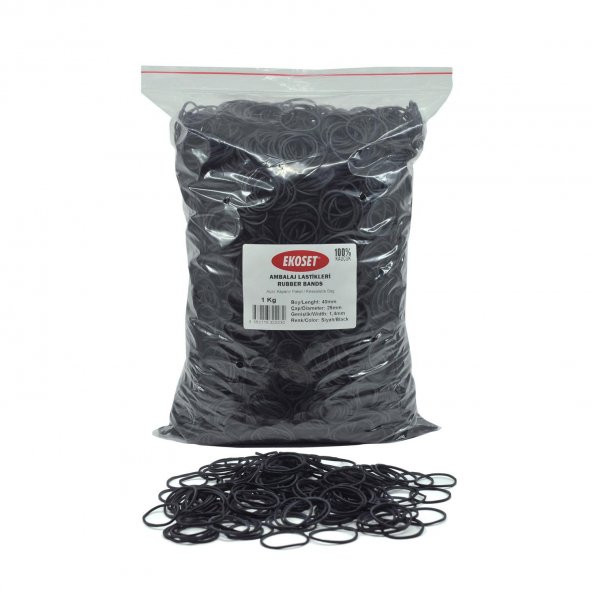 Ekoset Kauçuk Paket Ambalaj Toka Para Lastiği 40mm Siyah 1Kg ürün görseli 1