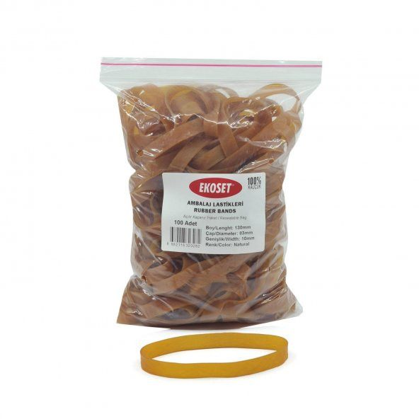 Ekoset 130x10mm Geniş Kauçuk Paket Ambalaj Kasa Lastiği 100 Adet ürün görseli 1