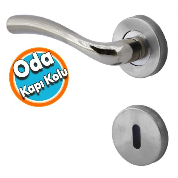 Rozetli Oda Kapı Kolu Sağa ve Sola Uygun Nikel 1 Takım ürün görseli 1