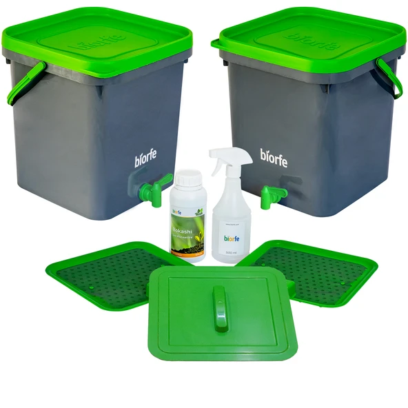 Biorfe 500 ml Bokashi Konsantre pH Düzenleyici Sıvılı 18 L Kompost Kovası İkili Set ürün görseli 1