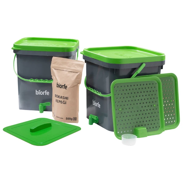 Biorfe 500 g Bokashi Kepekli 18 L Kompost Kovası İkili Set ürün görseli 1